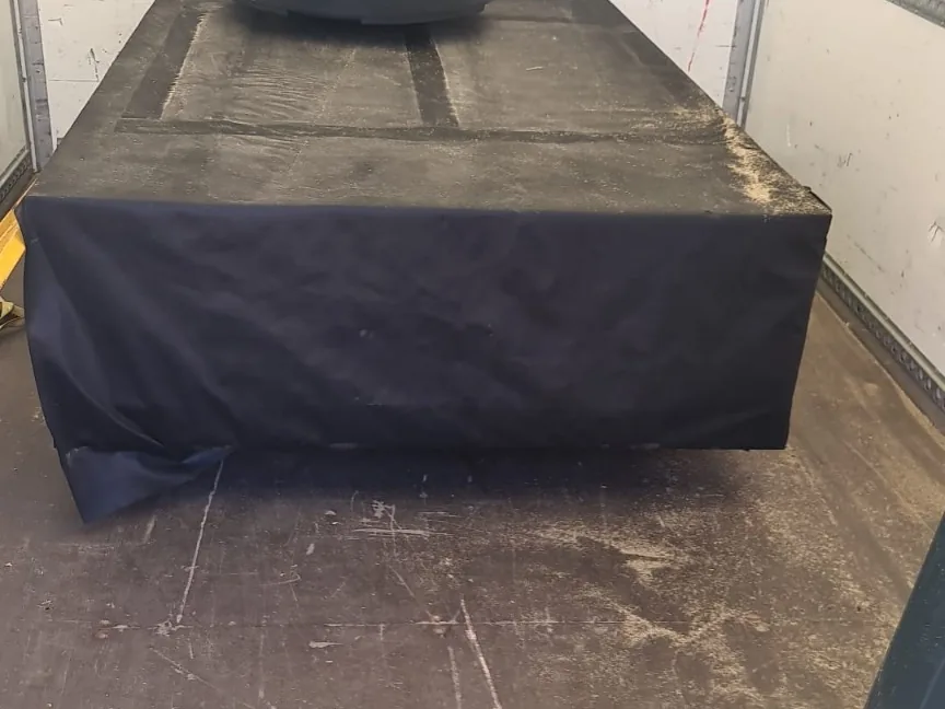 Large furniture item protected during transport